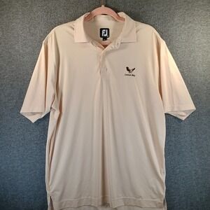 FootJoy Golf Shirt Polo Mens M Peach Hounds Tooth‎ Performance Lemon Bay Logo
